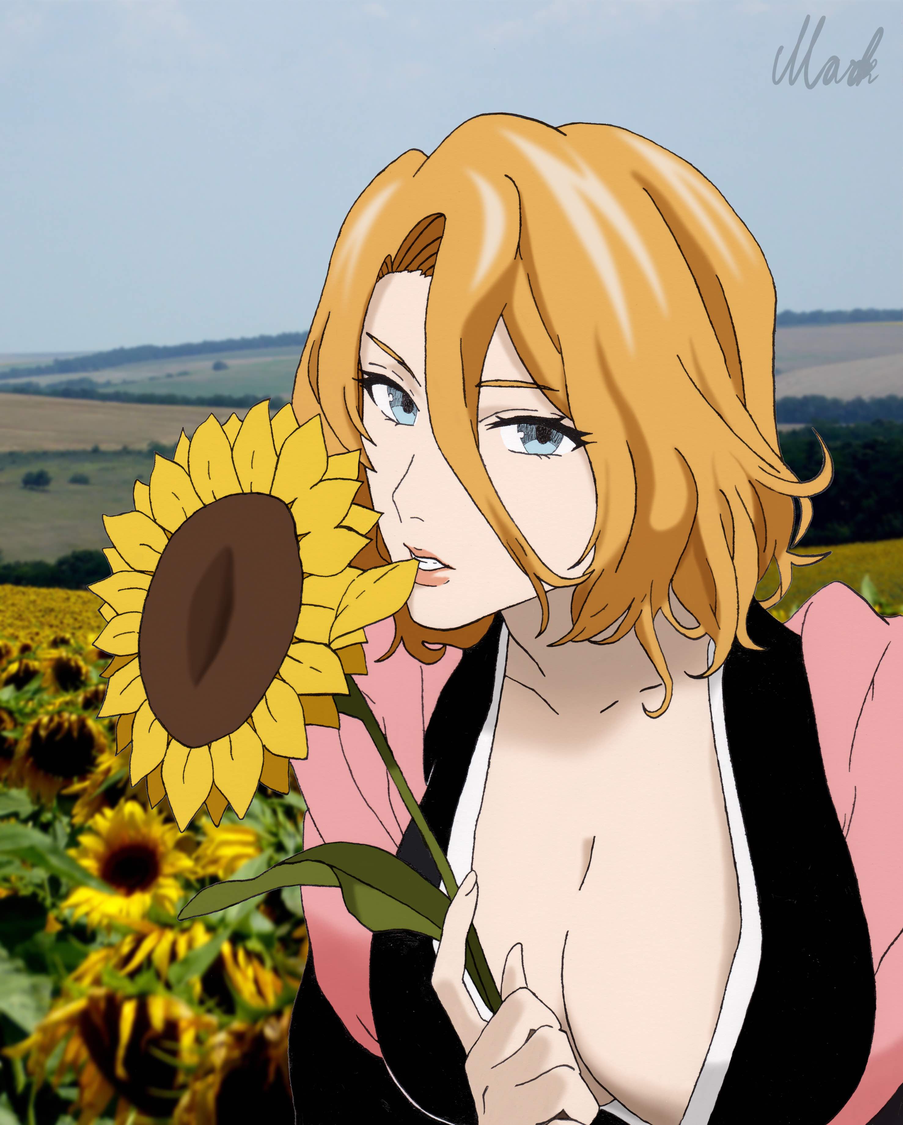 Disegno Manga Rangiku Girasole Colorato